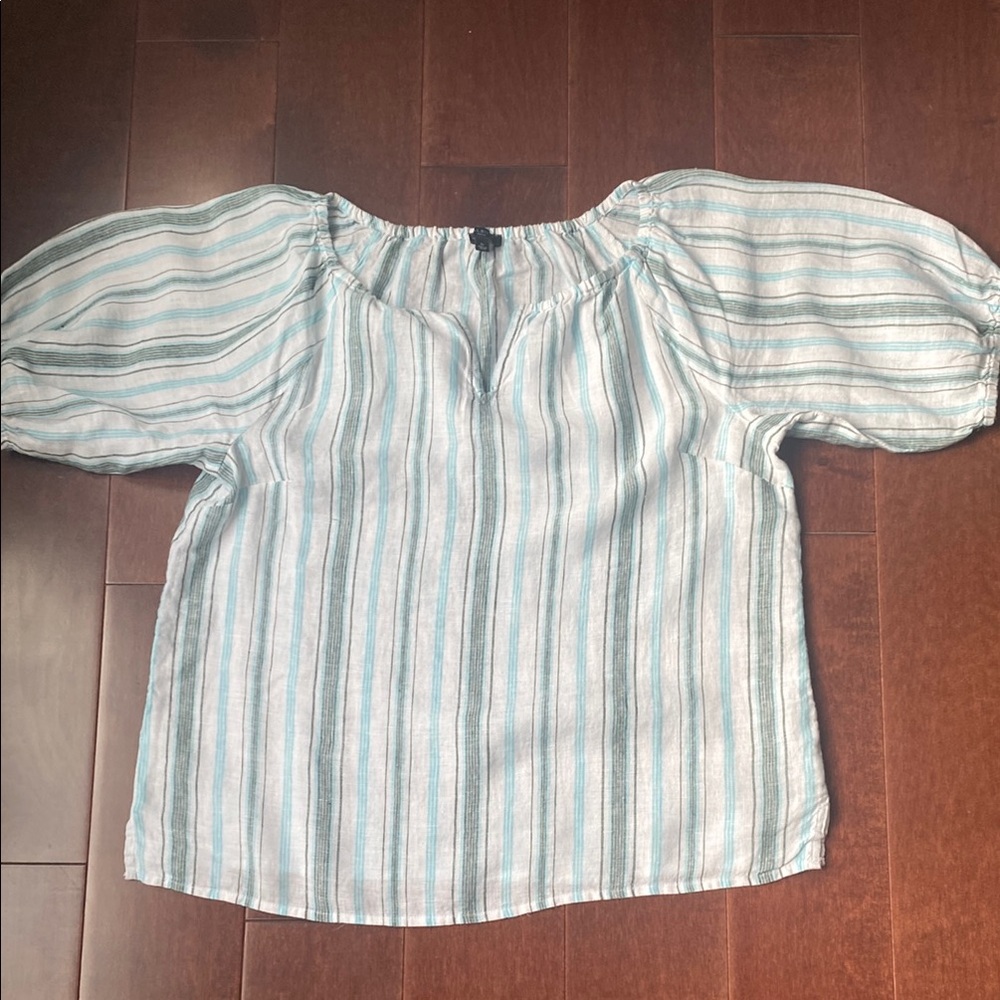 Talbots Blue and White Striped Blouse